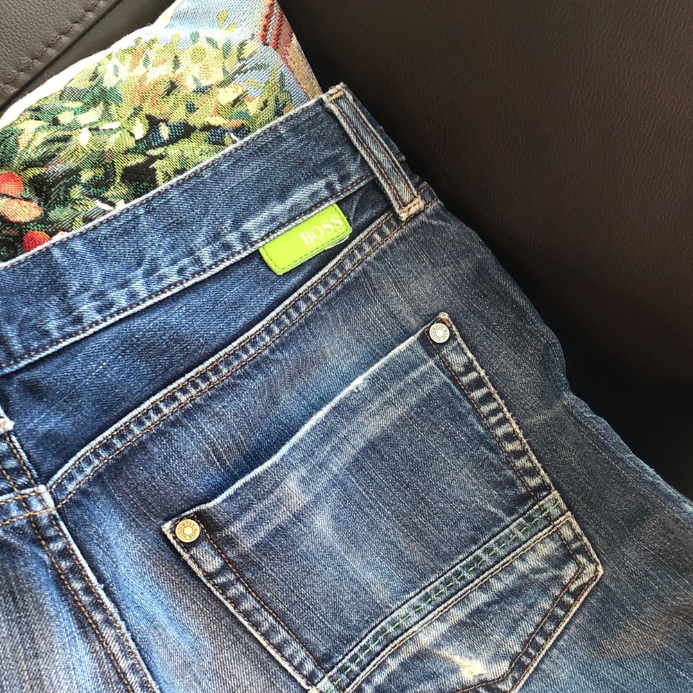 Hugo Boss Blue Denim Jeans with Green Logo Tab